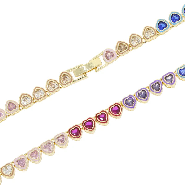 Rainbow Heart Shaped Crystal Necklace