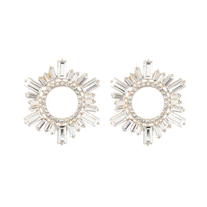 Milanetta Silver Crystal Round Earrings