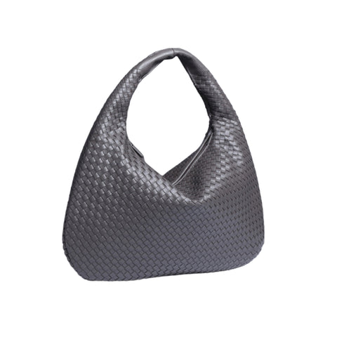 Grey Woven Shoulder Bag