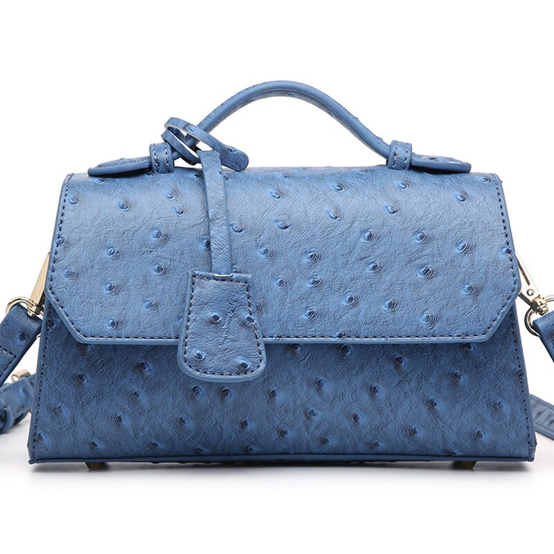 Blue Ostrich Handbag