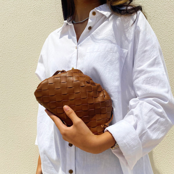 Tan Brown Woven Pouch