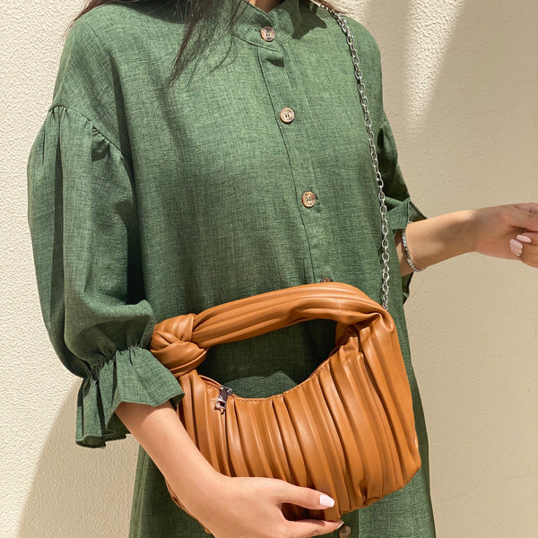 Caramel Pleated Bag