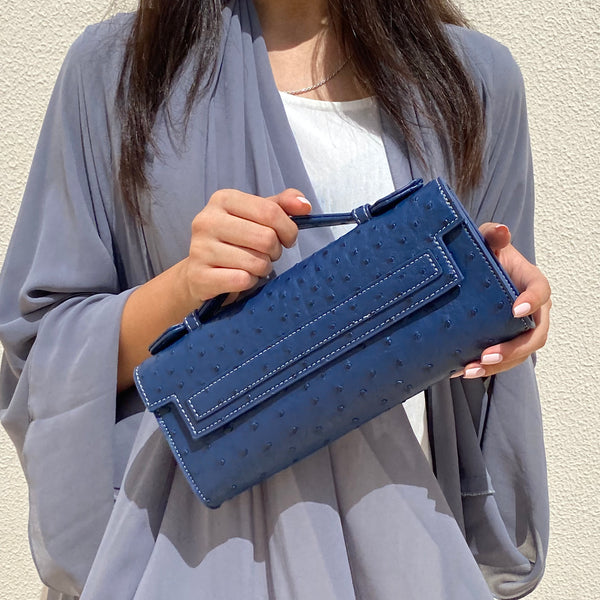 Blue Long Ostrica Clutch