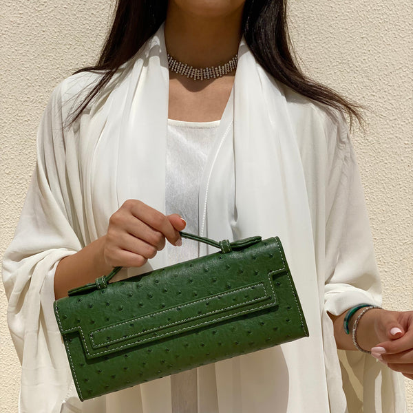 Green Long Ostrica Clutch