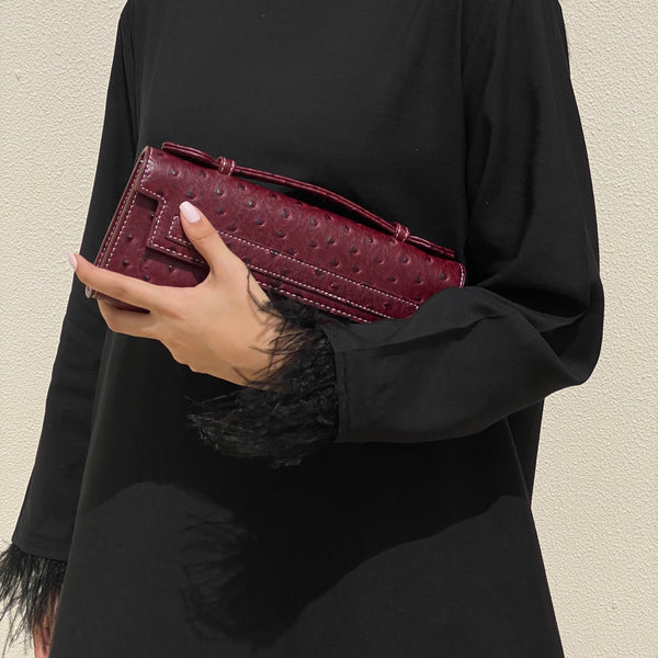 Maroon Long Ostrica Clutch