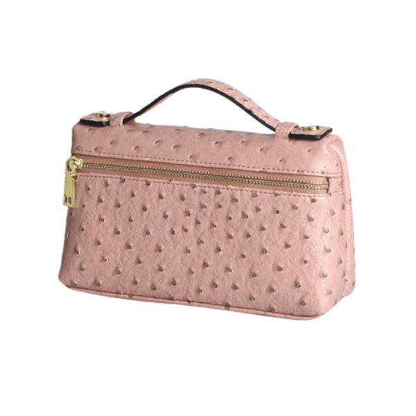 Dusty Rose Large Ostrich Zipped Bag