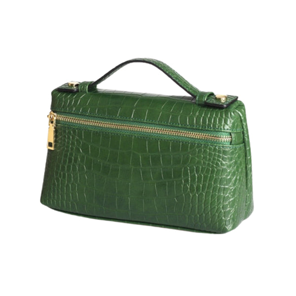 Green Large Croco Zipped Bag