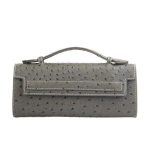 Grey Long Ostrica Clutch