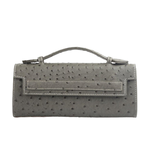 Grey Long Ostrica Clutch