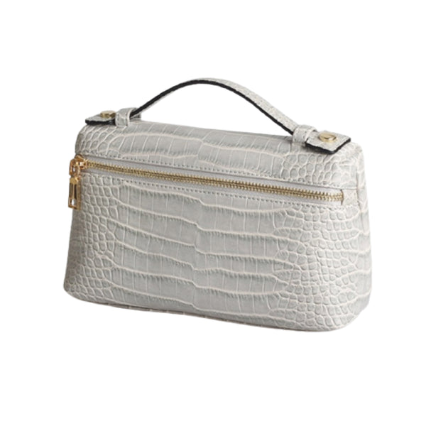 Grey Large Croco Zipped Bag