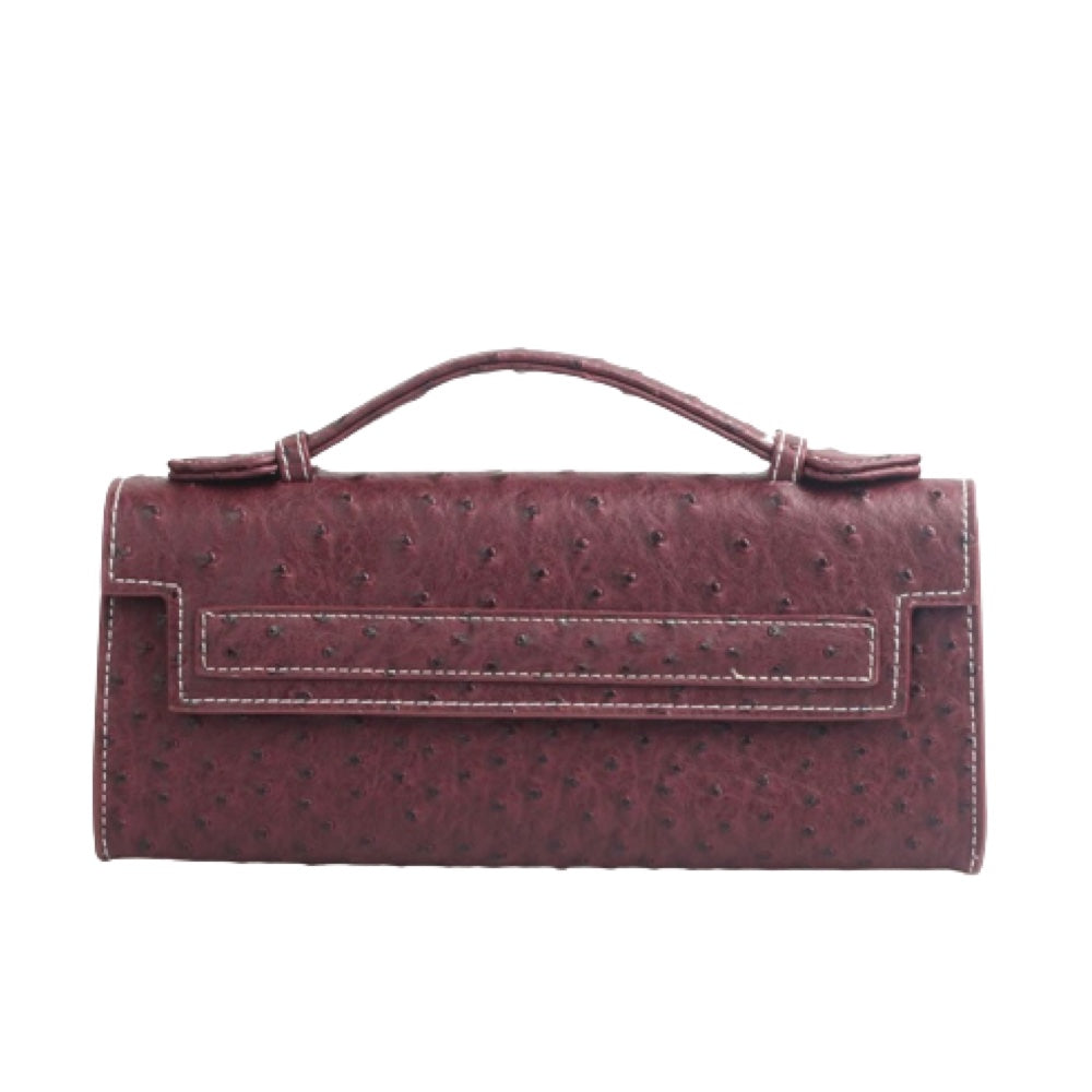 Maroon Long Ostrica Clutch