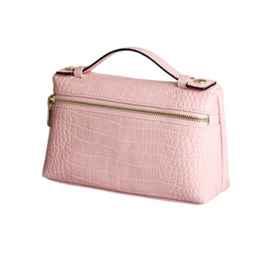 Pink Large Croco Zipped Bag