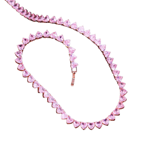 Pink Heart Shaped Tennis Choker