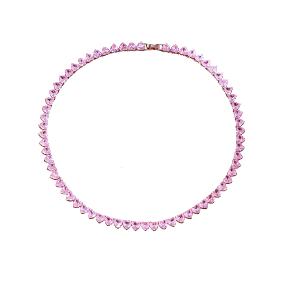 Pink Heart Shaped Tennis Choker