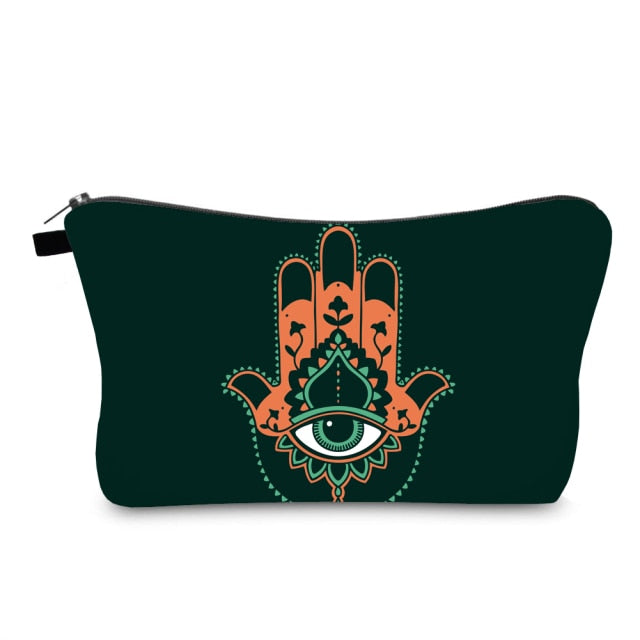 Black Hamsa Makeup Bag